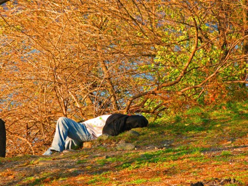 Man on riverbank