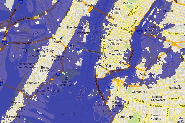 At a sea level rise of 9 meters, Red Hook and Carroll Gardens will be poor investments.