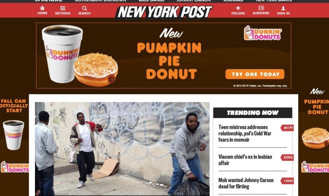 "Fall can officially start" is the marketing slogan for Dunkin' Donuts' "pumpkin pie donut."